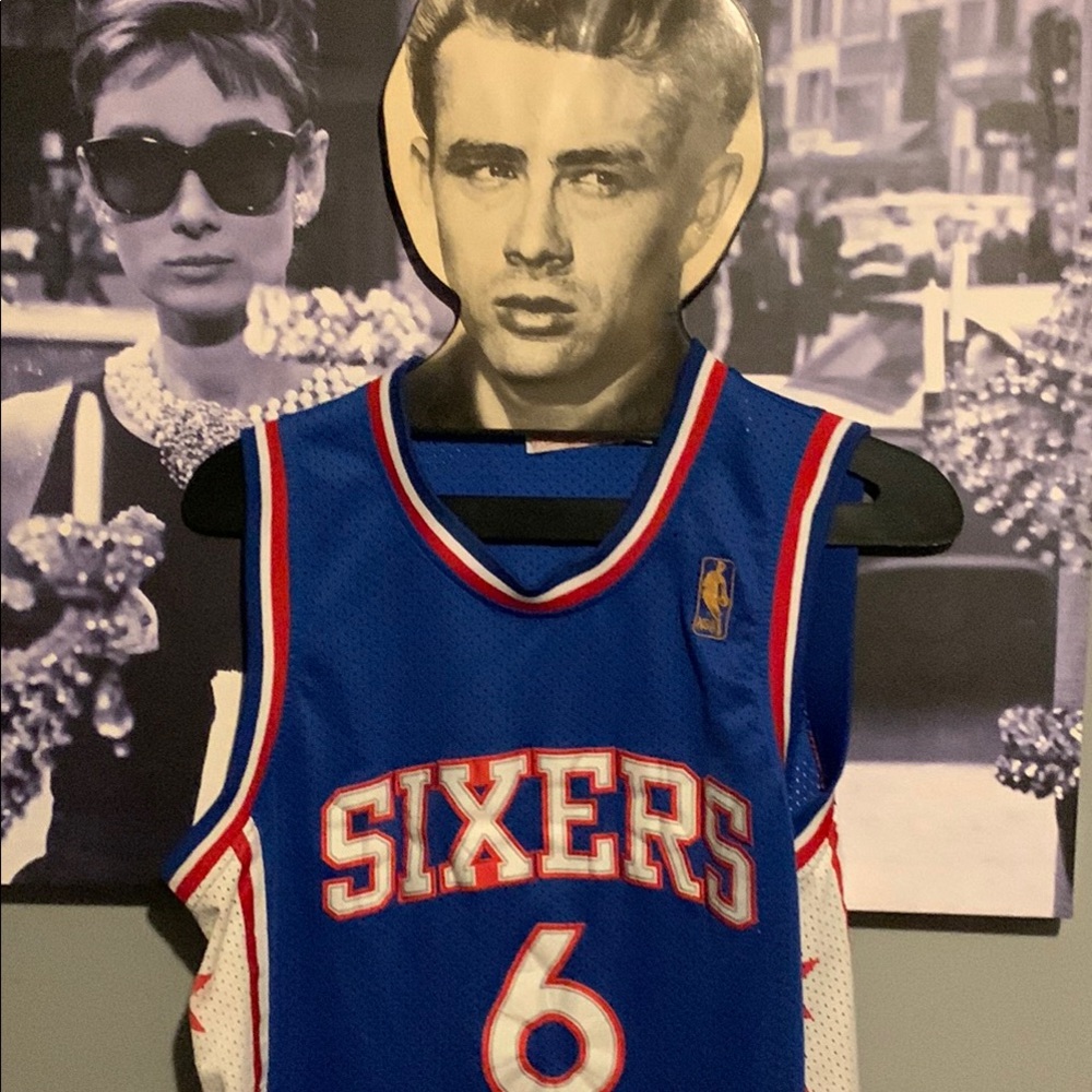 VINTAGE Mitchell & Ness Dr J #6 Hardwood Classics Philadelphia 76ers Jersey EUC